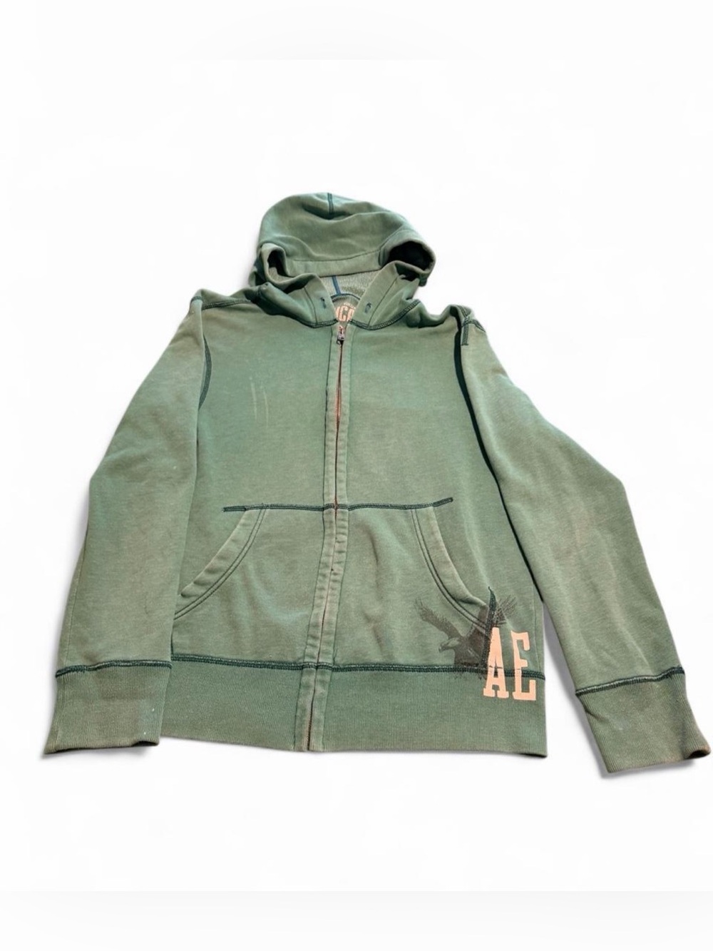 Green American Eagle zip up hoodie in a L